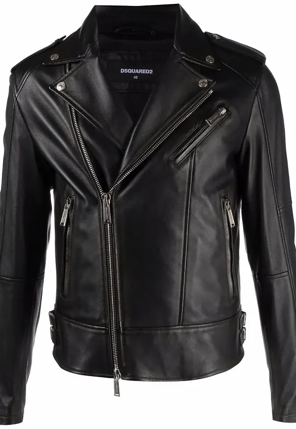 DSQUARED2 Kiodo bikerjacka i läder - Svart