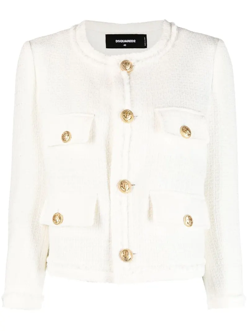 Dsquared2 knapprydd tweedjacka - Vit