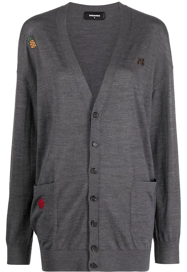 Dsquared2 kofta med brodyr - Grå