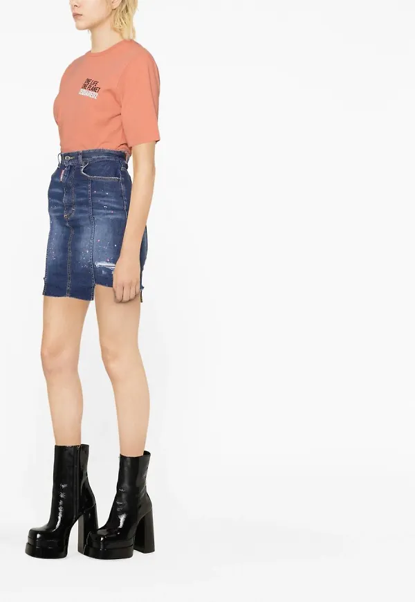 Dsquared2 kort jeanskjol - Blå
