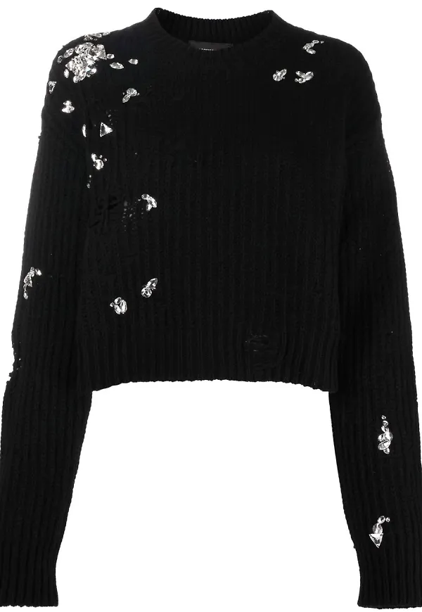 Dsquared2 kort tröja med strass - Svart