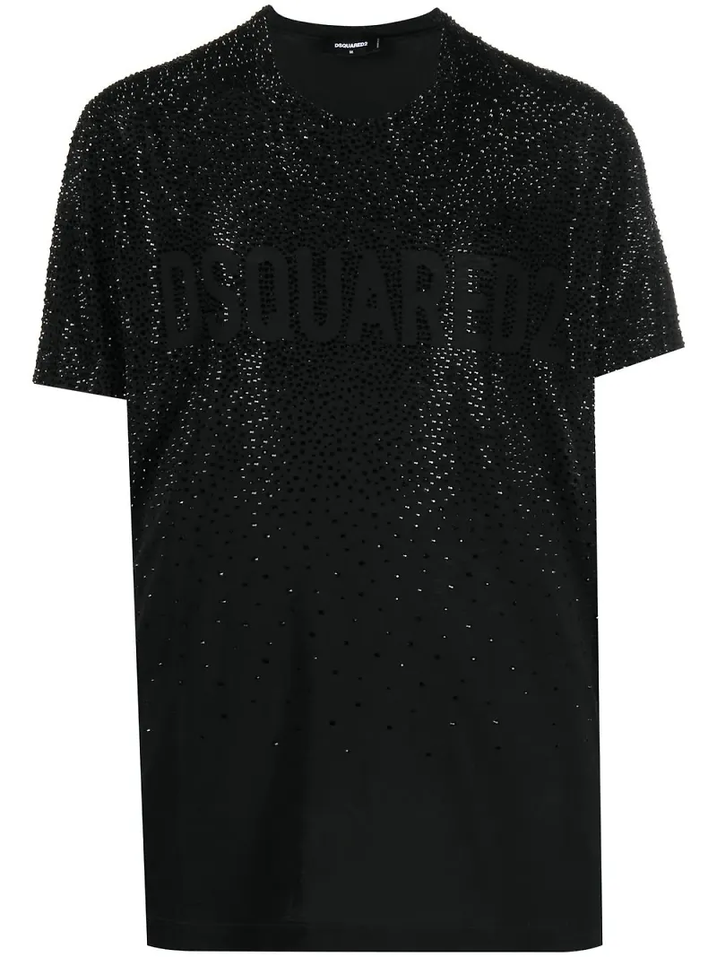 Dsquared2 kortärmad topp med strass - Svart