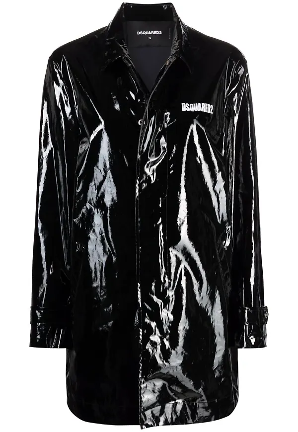 Dsquared2 lackad jacka med slogan - Svart