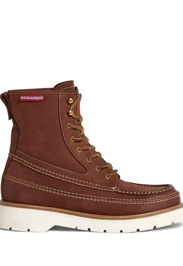 DSQUARED2 läderstövlar med upphöjd söm - Brun