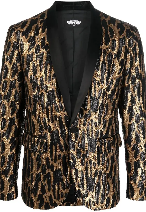 Dsquared2 leopardmönstrad enkelknäppt blazer - Svart