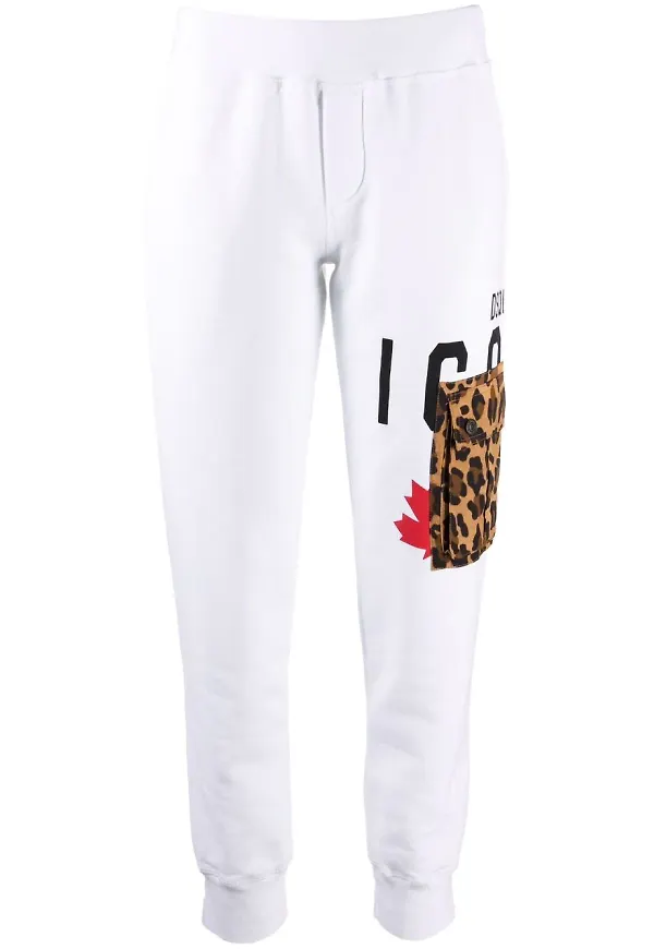 Dsquared2 leopardmönstrade mjukisbyxor - Vit