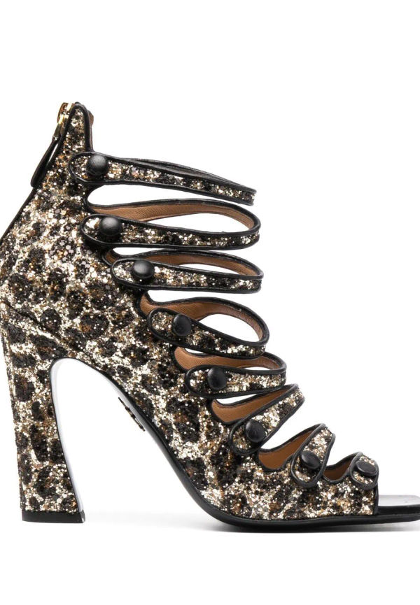 Dsquared2 leopardmönstrade sandaler med glitter - Brun