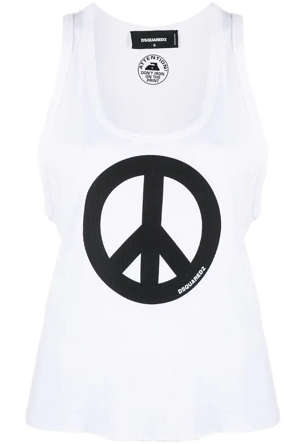 Dsquared2 linne med fredstryck - Vit