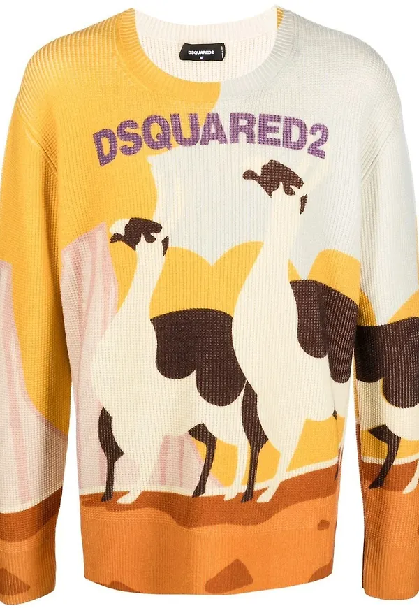 Dsquared2 Llama Country stickad tröja - Gul