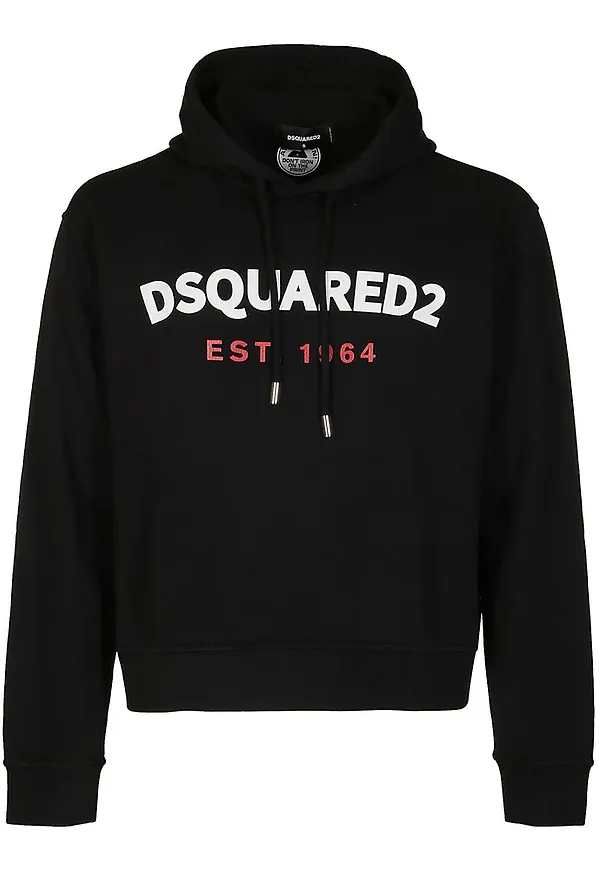 Dsquared2 Logo-Print Drawstring Hoodie Svart, Dam