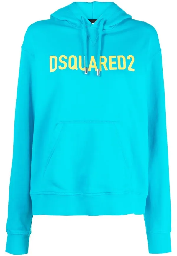 Dsquared2 logo-print long-sleeve hoodie - Blå