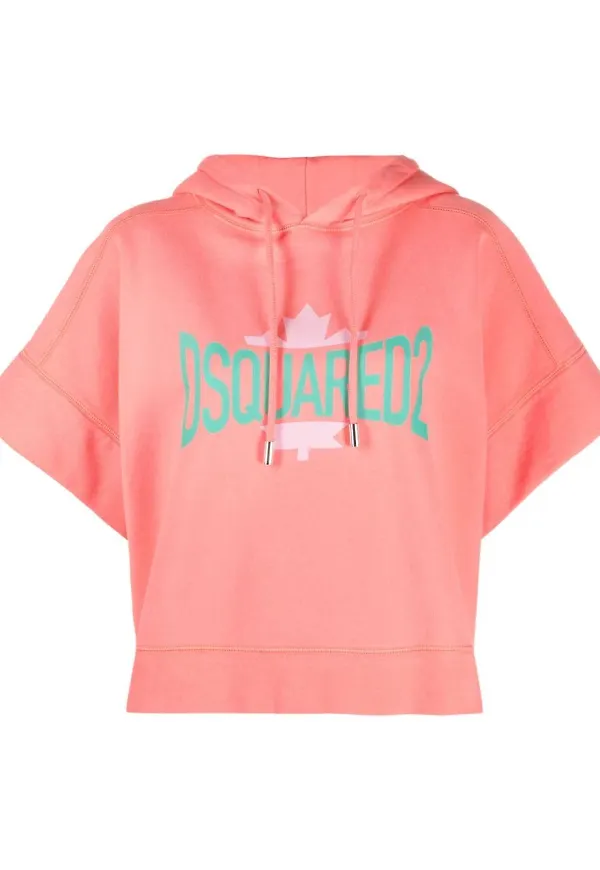 Dsquared2 logo-print short-sleeve hoodie - Rosa