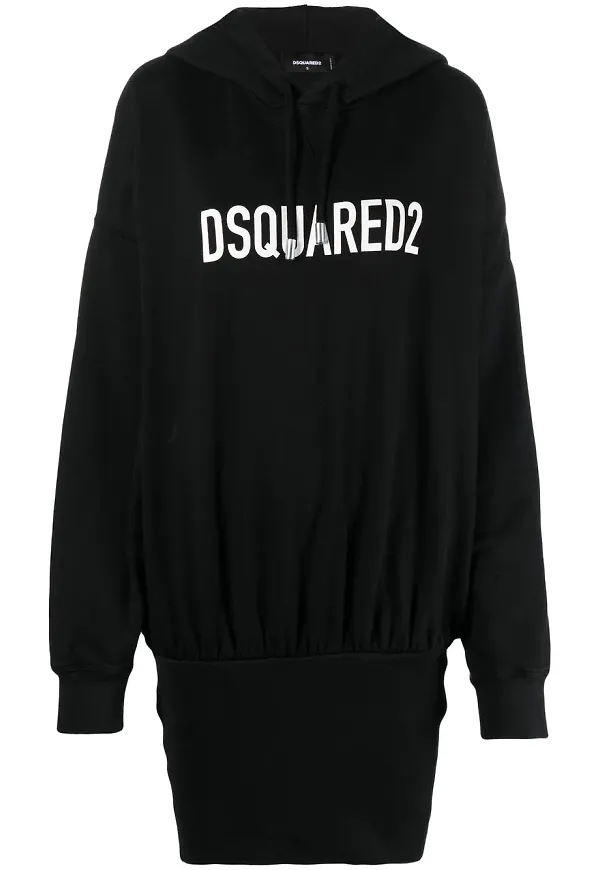 Dsquared2 logo print hooded dress - Svart