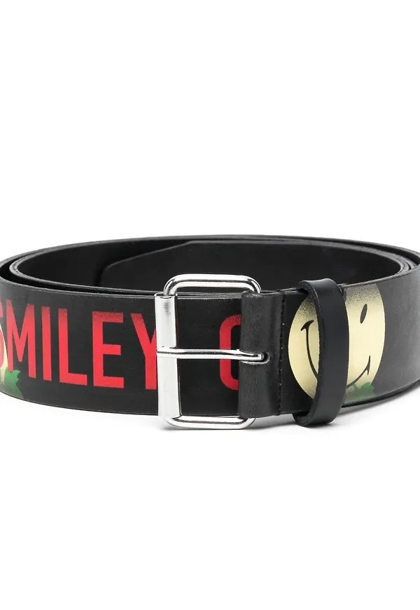Dsquared2 läderbälte med smiley - Svart