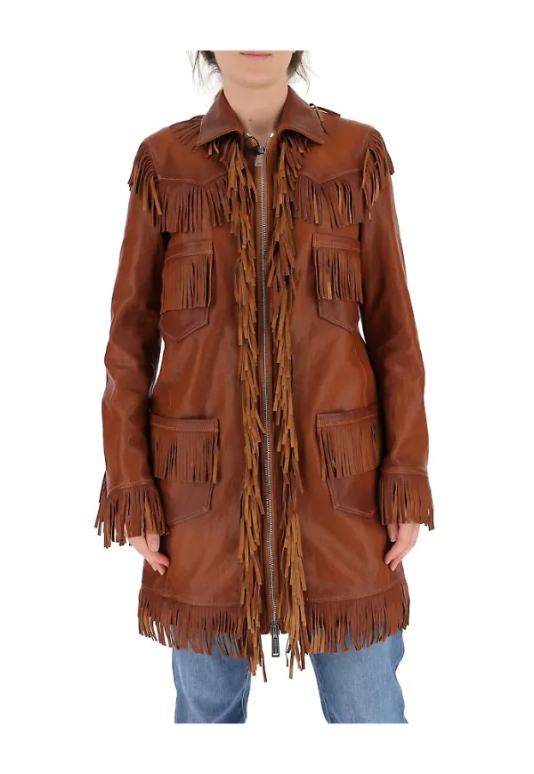 Dsquared2 Läderjacka Brun, Dam