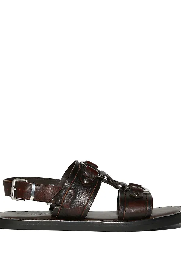 Dsquared2 lädersandaler med nitar - Brun
