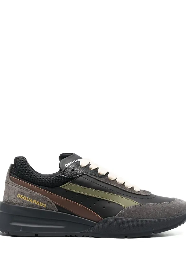 Dsquared2 lädersneakers med sidorand - Svart