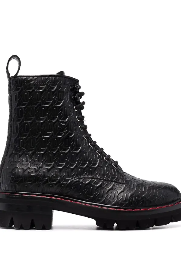 Dsquared2 läderstövlar med monogram - Svart