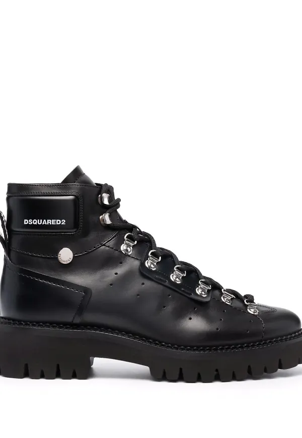 Dsquared2 läderstövlar med snörning - Svart
