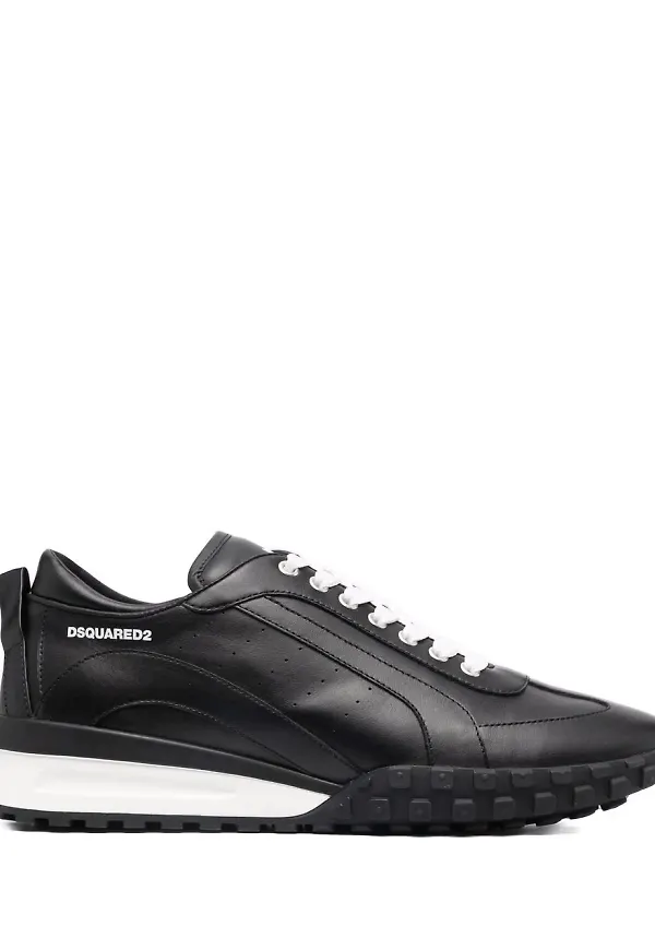 Dsquared2 låga lädersneakers - Svart