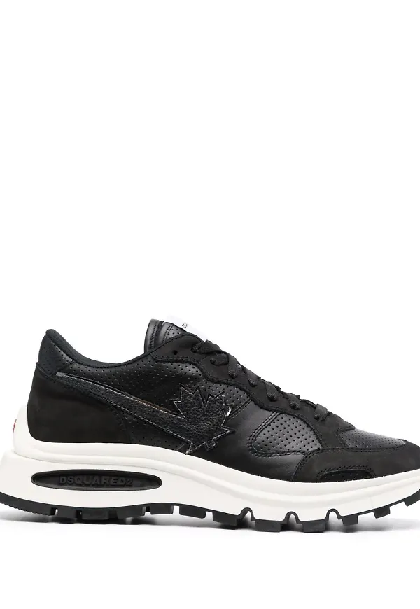 Dsquared2 låga sneakers med lönnlöv - Svart