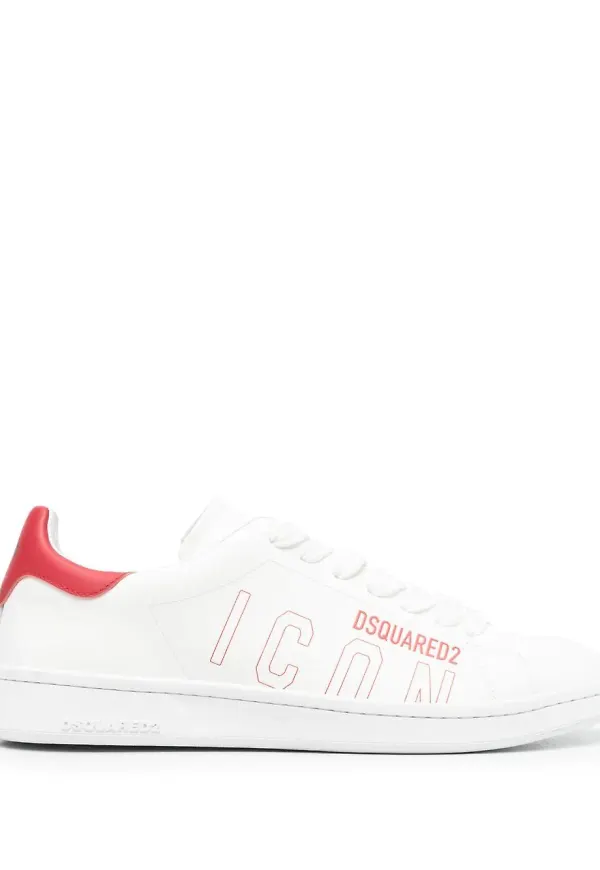 Dsquared2 låga sneakers med lönnlöv - Vit