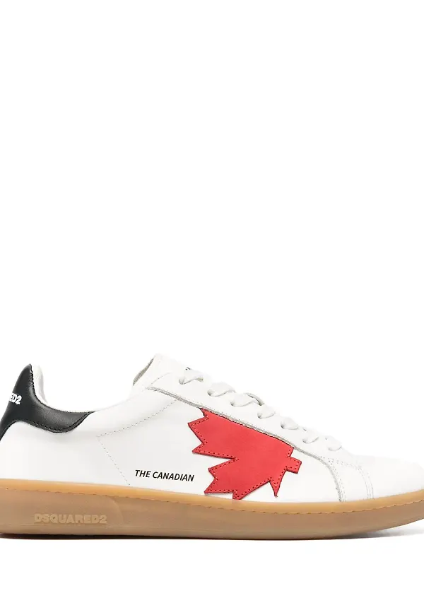 Dsquared2 låga sneakers med lönnlöv - Vit