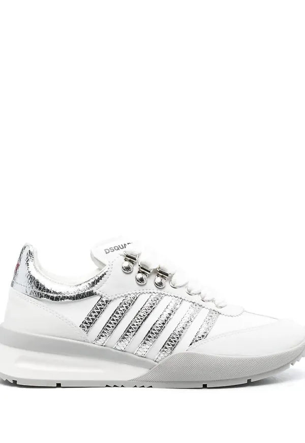Dsquared2 låga sneakers med metallic-rand - Vit