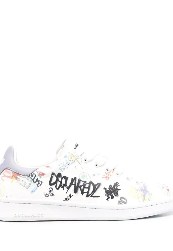 Dsquared2 låga sneakers med tryck - Vit