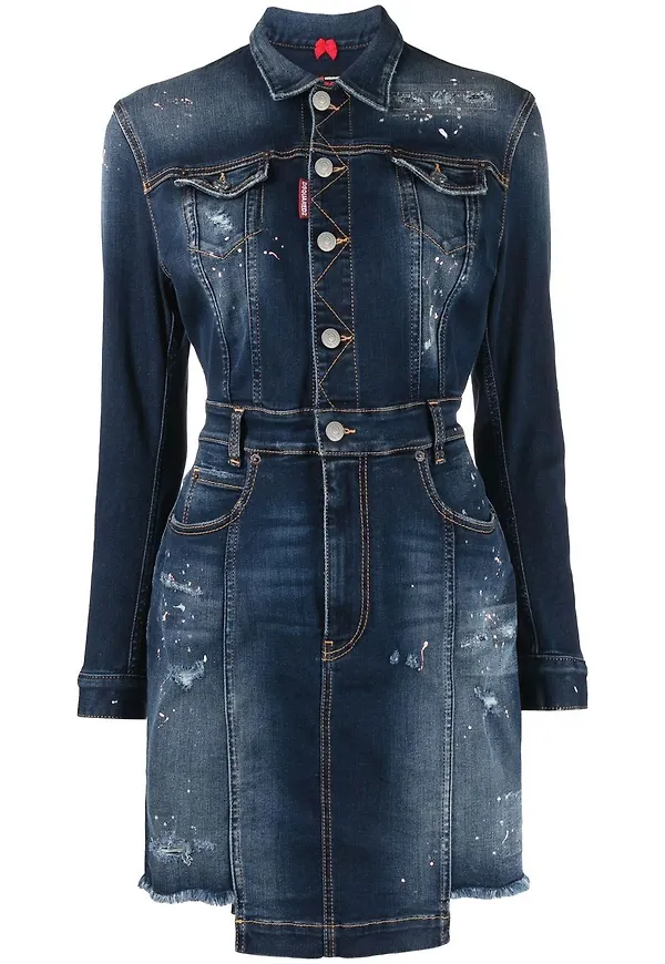 Dsquared2 långklänning med slitning - Blå