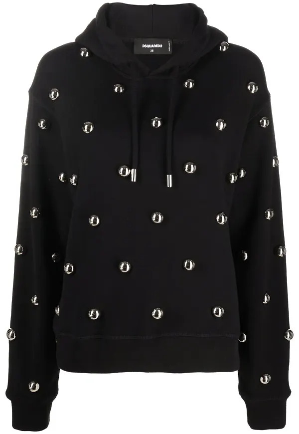 Dsquared2 långärmad hoodie med nitar - Svart