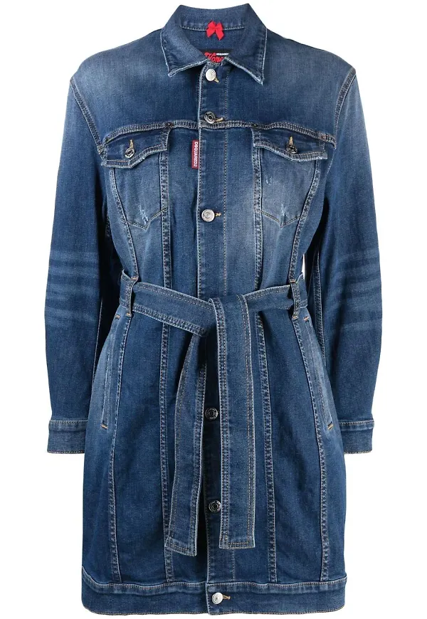 Dsquared2 långärmad jeansklänning - Blå