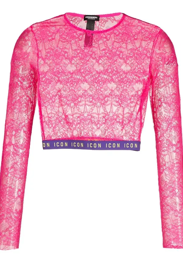 Dsquared2 långärmad spetstopp - Rosa