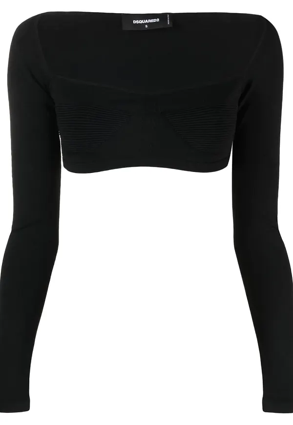 Dsquared2 långärmad stickad croptop - Svart