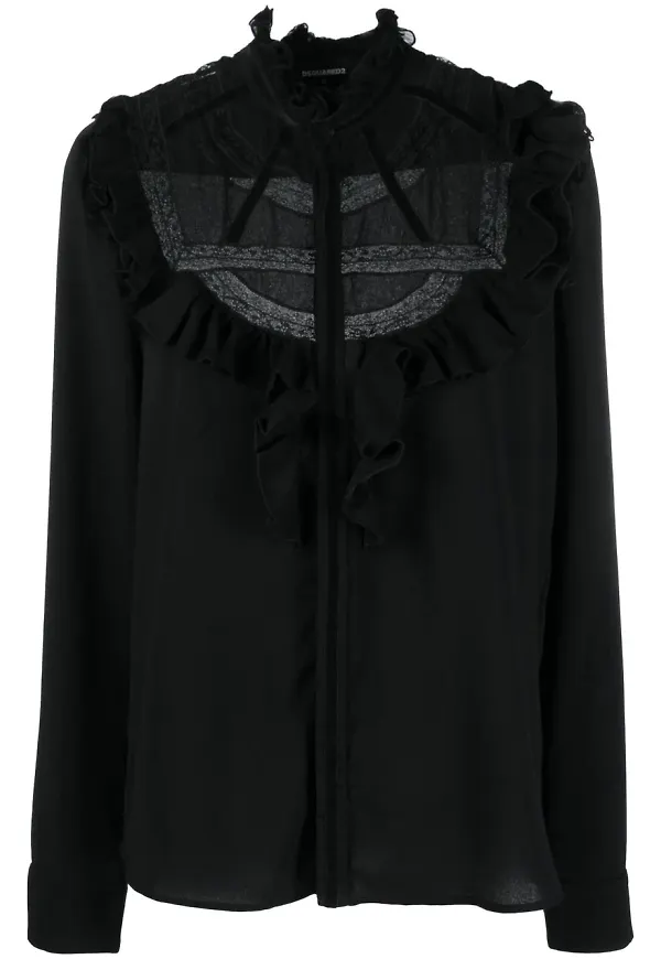 Dsquared2 långärmad volangblus - Svart