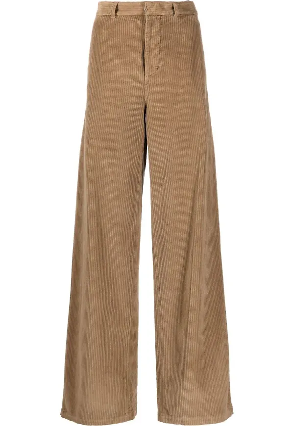 Dsquared2 manchesterbyxor med vida ben och logotypplakett - Brun