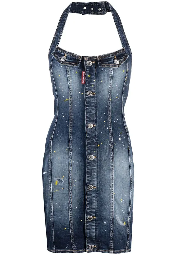 Dsquared2 maxiklänning med halterneck - Blå