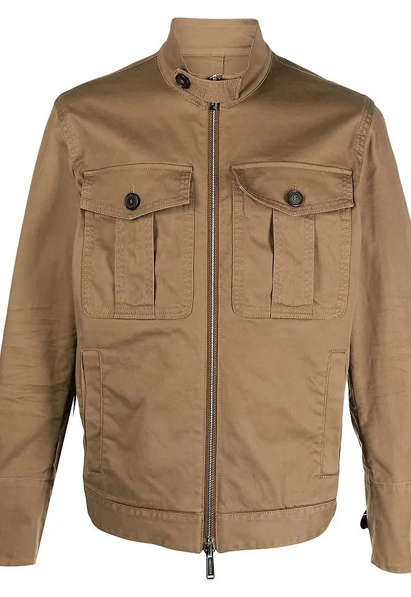 Dsquared2 militärjacka med logotypmärke - Brun