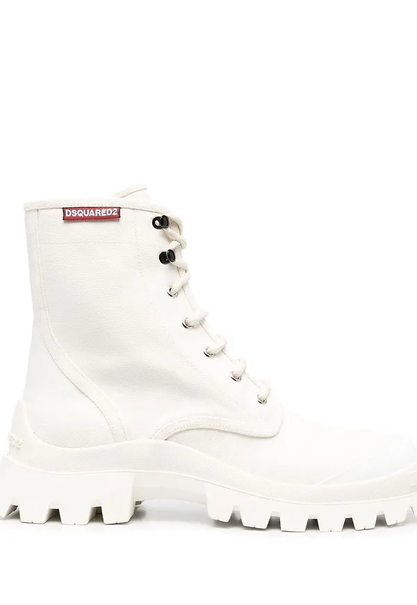 Dsquared2 militärkängor med snörning - Vit