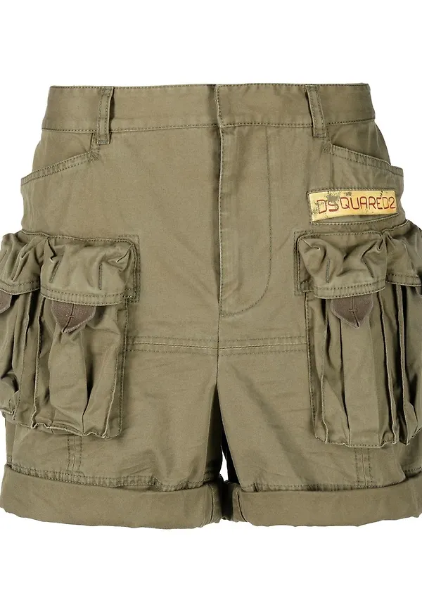 Dsquared2 militärshorts med ficka - Grön