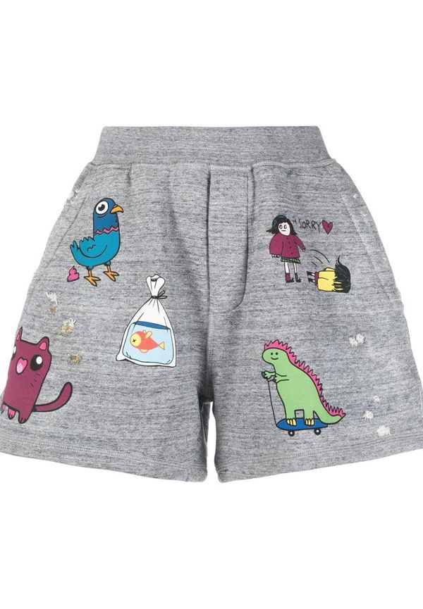 Dsquared2 mjukisshorts med grafiskt tryck - Grå