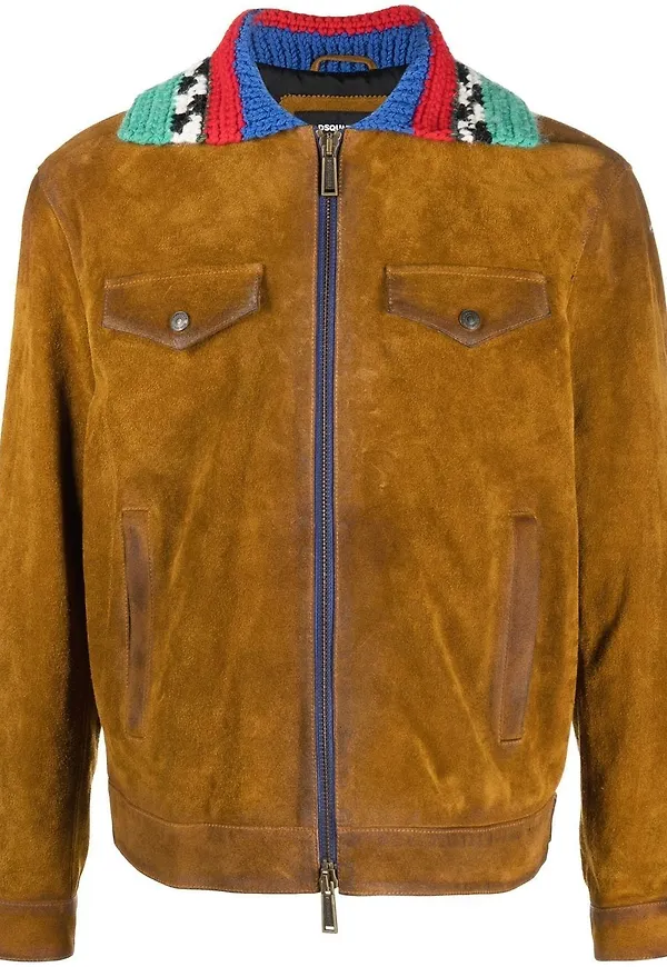 Dsquared2 mockajacka med stickad krage - Brun