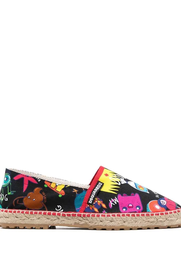 Dsquared2 mönstrade espadrillos med jute-sula - Svart