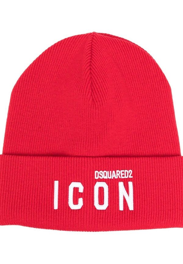 Dsquared2 mössa med logotypapplikation - Röd