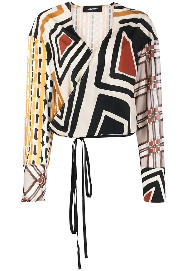 Dsquared2 omlottblus med geometriskt tryck - Neutral