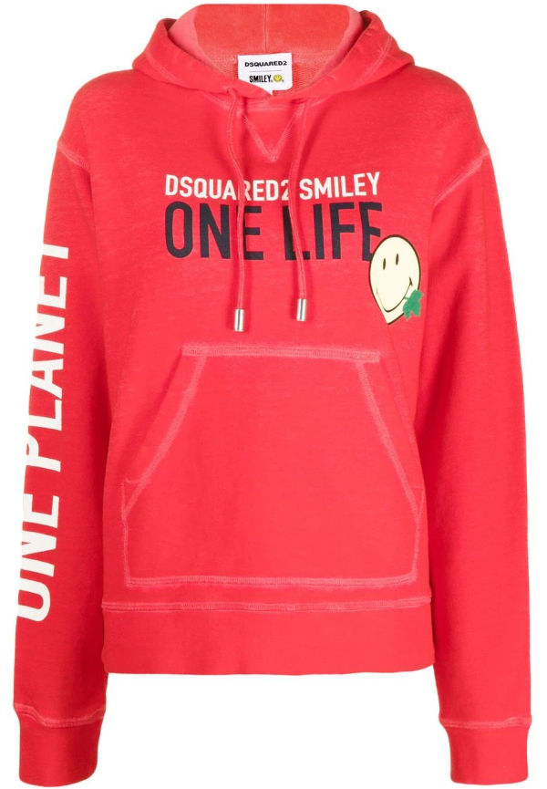 Dsquared2 One Life hoodie med tryck - Röd