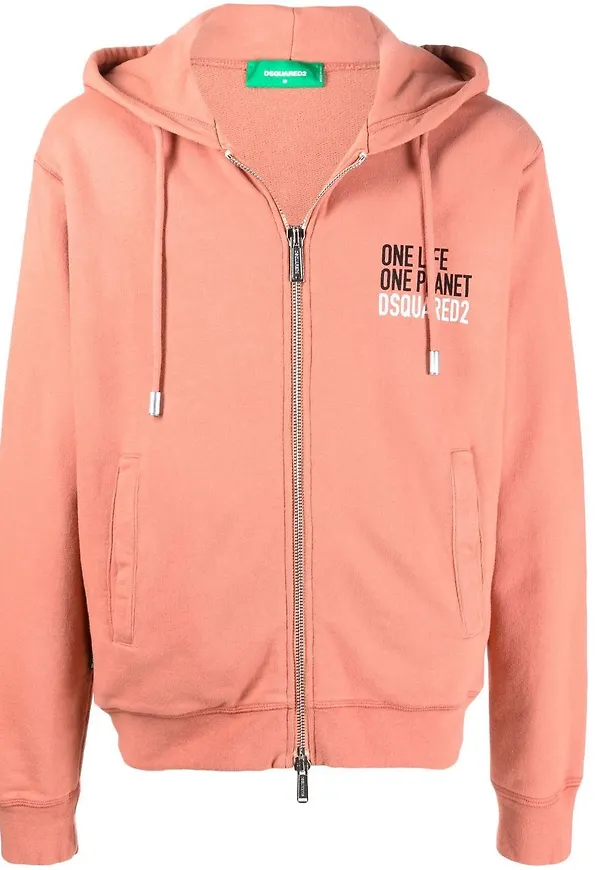 Dsquared2 One Life One Planet hoodie med dragkedja - Rosa
