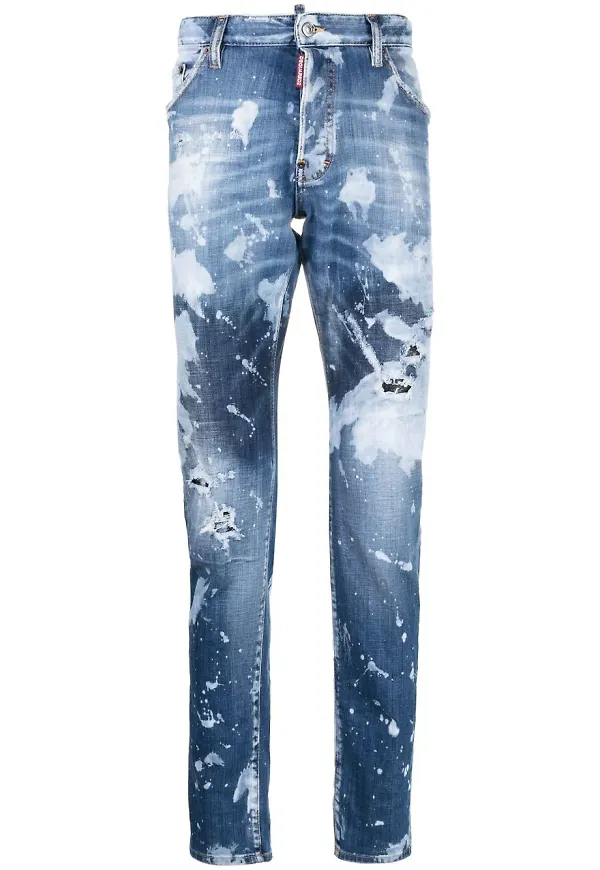 Dsquared2 paint-splatter straight-leg jeans - Blå