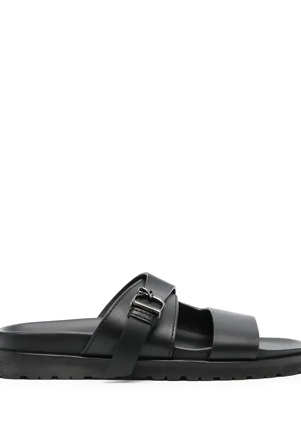 Dsquared2 platta lädersandaler - Svart