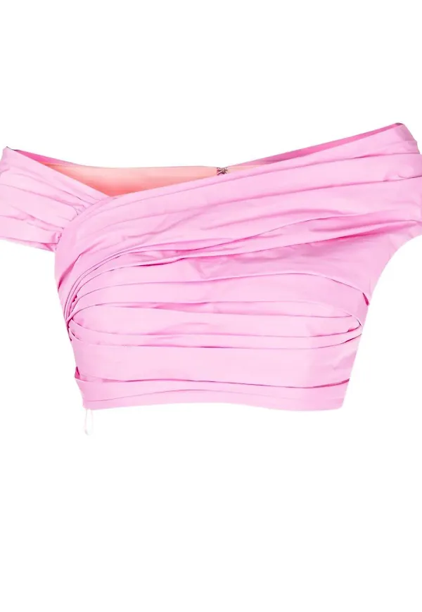Dsquared2 plisserad baraxlad croptop - Rosa